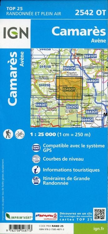 Produktbild: Camar&egrave;s. Av&egrave;ne 1:25 000