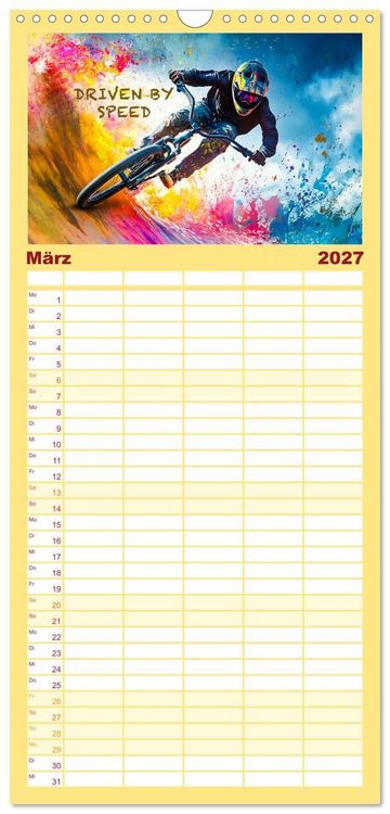 Produktbild: Familienplaner 2027 - BMX - Coole Slogans mit 5 Spalten (Wandkalender, 21 x 45 cm) CALVENDO