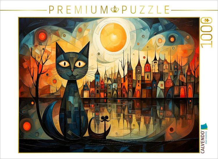 Produktbild: CALVENDO Puzzle Katzen, eine wunderbare Nacht | 1000 Teile Lege-Gr&ouml;&szlig;e 64x48cm Foto-Puzzle f&uuml;r gl&uuml;ckliche Stunden