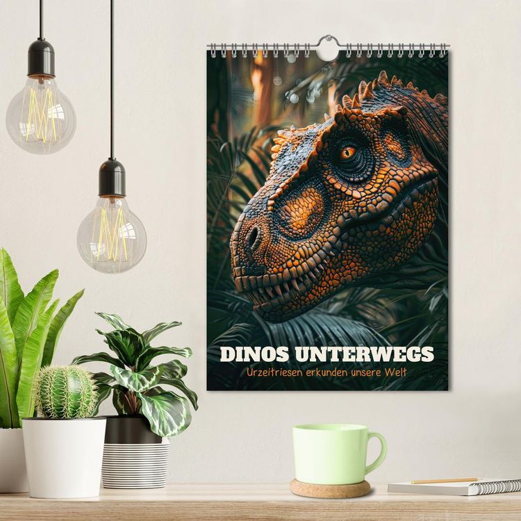 Produktbild: Dinos unterwegs: Urzeitriesen erkunden unsere Welt (Wandkalender 2026 DIN A4 hoch), CALVENDO Monatskalender