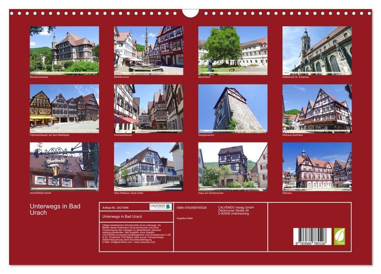 Produktbild: Unterwegs in Bad Urach (Wandkalender 2027 DIN A3 quer), CALVENDO Monatskalender