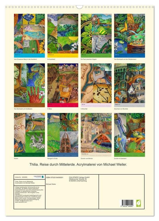 Produktbild: Thilia. Reise durch Mittelerde. Acrylmalerei von Michael Weiler. (Wandkalender 2026 DIN A2 hoch), CALVENDO Monatskalender