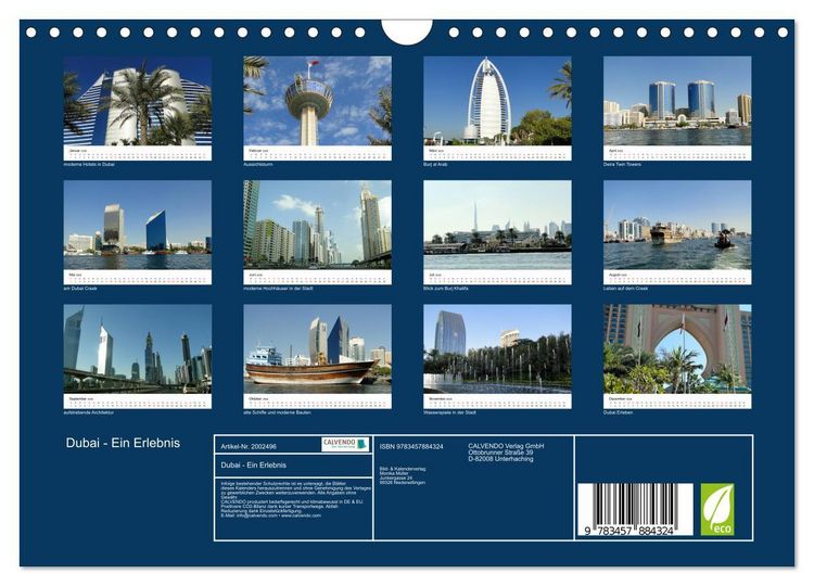Produktbild: Dubai - Ein Erlebnis (Wandkalender 2026 DIN A4 quer), CALVENDO Monatskalender