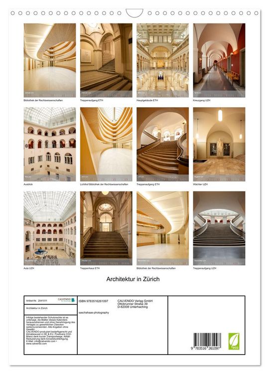Produktbild: Architektur in Z&uuml;rich (Wandkalender 2026 DIN A3 hoch), CALVENDO Monatskalender