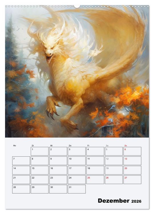 Produktbild: Drachenland. Gef&uuml;rchtete Fabelwesen im Gotik-Stil (hochwertiger Premium Wandkalender 2026 DIN A2 hoch), Kunstdruck in Hochglanz