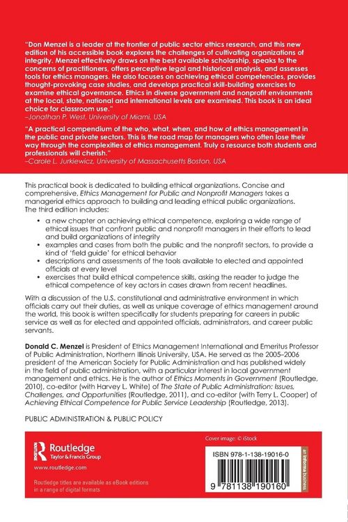 Produktbild: Ethics Management for Public and Nonprofit Managers