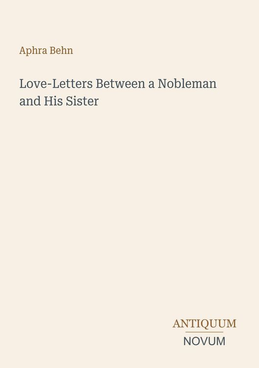 Produktbild: Love-Letters Between a Nobleman and His Sister