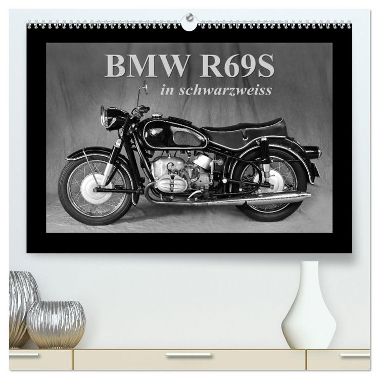 Produktbild: BMW R69S in schwarzweiss (hochwertiger Premium Wandkalender 2026 DIN A2 quer), Kunstdruck in Hochglanz