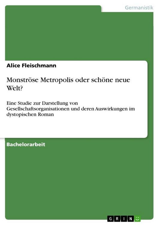 Produktbild: Monstr&ouml;se Metropolis oder sch&ouml;ne neue Welt?