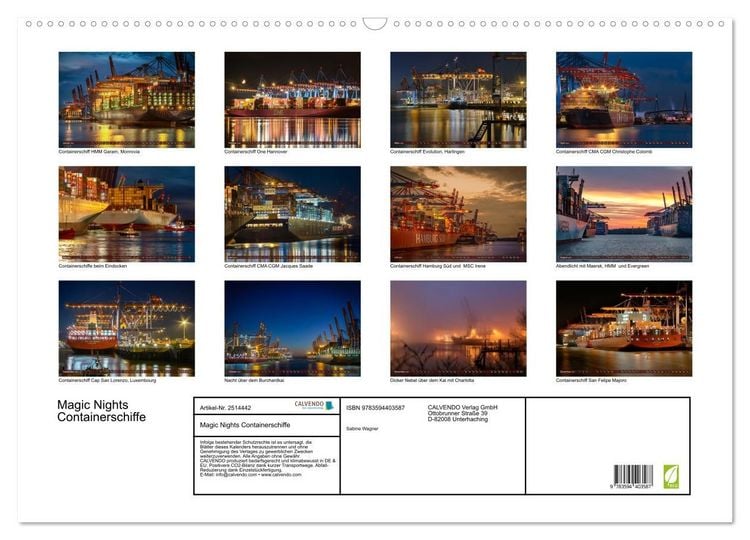 Produktbild: Magic Nights Containerschiffe (Wandkalender 2027 DIN A2 quer), CALVENDO Monatskalender