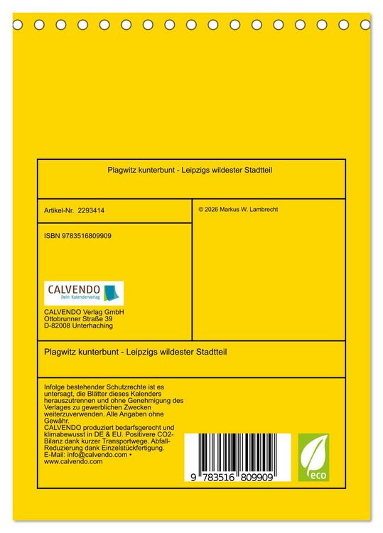 Produktbild: Plagwitz kunterbunt - Leipzigs wildester Stadtteil (Tischkalender 2027 DIN A5 hoch), CALVENDO Monatskalender