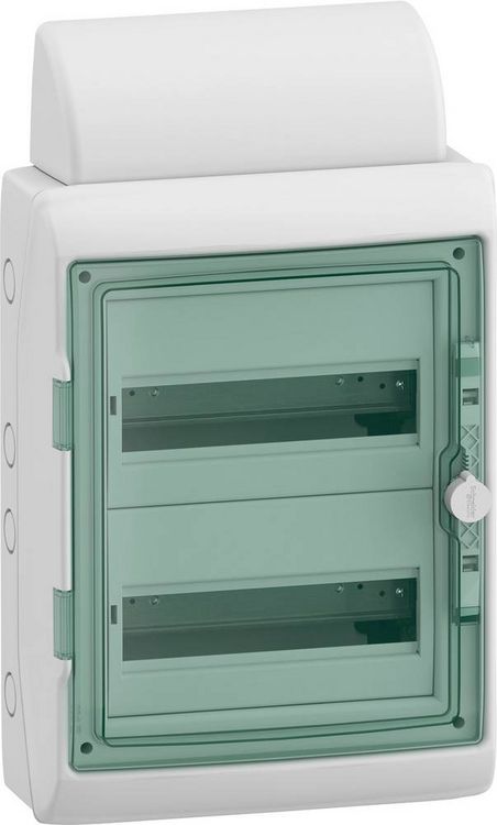 Produktbild: Schneider Electric 13433DE Mureva Feuchtraumverteiler Aufputz Anzahl Teilungen = 24 Anzahl Reihen = 2 Inhalt 1 St.