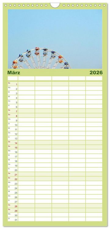 Produktbild: Familienplaner 2026 - Riesenr&auml;der - Ein Spa&szlig; f&uuml;r jung und alt. mit 5 Spalten (Wandkalender, 21 x 45 cm) CALVENDO