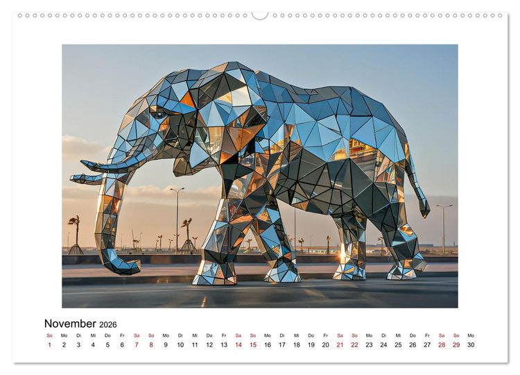 Produktbild: Elefantastisch (hochwertiger Premium Wandkalender 2026 DIN A2 quer), Kunstdruck in Hochglanz
