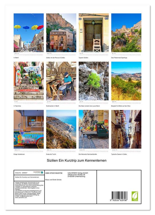Produktbild: Sizilien Ein Kurztrip zum Kennenlernen (hochwertiger Premium Wandkalender 2026 DIN A2 hoch), Kunstdruck in Hochglanz