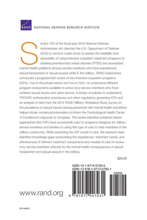 Produktbild: Considerations Around the Use of Intensive Outpatient Programs for Service Members Who Experienced Sexual Trauma in the U.S. Military