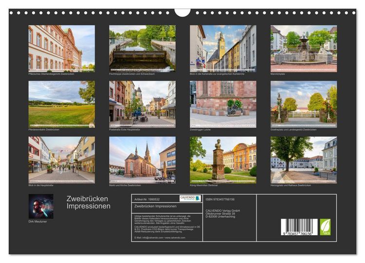 Produktbild: Zweibr&uuml;cken Impressionen (Wandkalender 2026 DIN A3 quer), CALVENDO Monatskalender