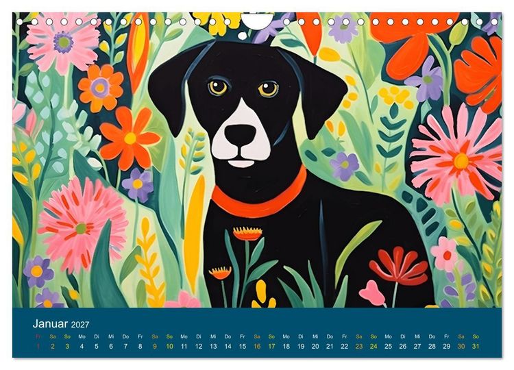 Produktbild: Hunde Kunstwerke - Hunde im Stil des Fauvismus k&uuml;nstlerisch gestaltet (Wandkalender 2027 DIN A4 quer), CALVENDO Monatskalender
