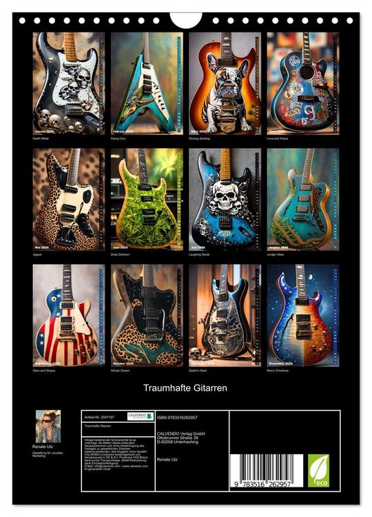 Produktbild: Traumhafte Gitarren (Wandkalender 2026 DIN A4 hoch), CALVENDO Monatskalender