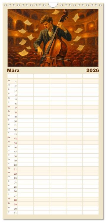 Produktbild: Familienplaner 2026 - Im Zauber der Musik - Romantische Kunstwerke zwischen Klang und Farbe mit 5 Spalten (Wandkalender, 21 x 45 cm) CALVENDO
