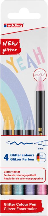 Produktbild: edding 1200 glitzer Fasermaler 4er Set pastell