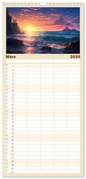 Produktbild: Familienplaner 2026 - Inspirierende Str&auml;nde mit 5 Spalten (Wandkalender, 21 x 45 cm) CALVENDO