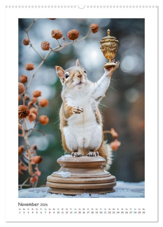 Produktbild: Lustige kleine Eichh&ouml;rnchen (Wandkalender 2026 DIN A2 hoch), CALVENDO Monatskalender