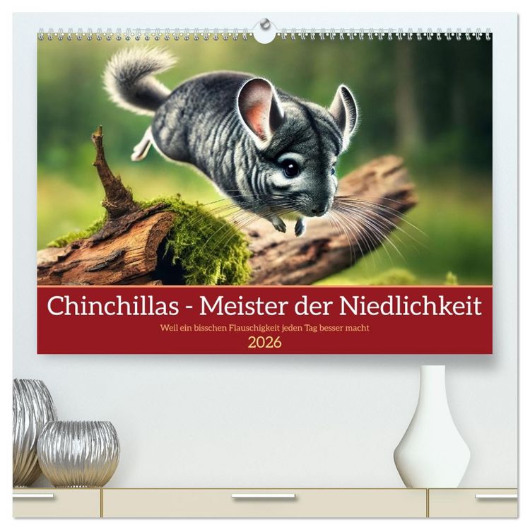 Produktbild: Chinchillas - Meister der Niedlichkeit (hochwertiger Premium Wandkalender 2026 DIN A2 quer), Kunstdruck in Hochglanz