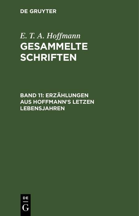 Produktbild: Erzählungen aus Hoffmann's letzen Lebensjahren