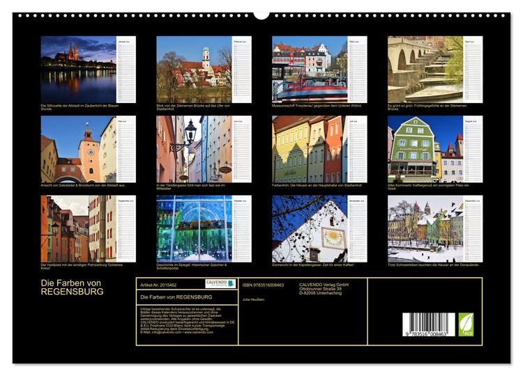 Produktbild: Die Farben von REGENSBURG (hochwertiger Premium Wandkalender 2026 DIN A2 quer), Kunstdruck in Hochglanz