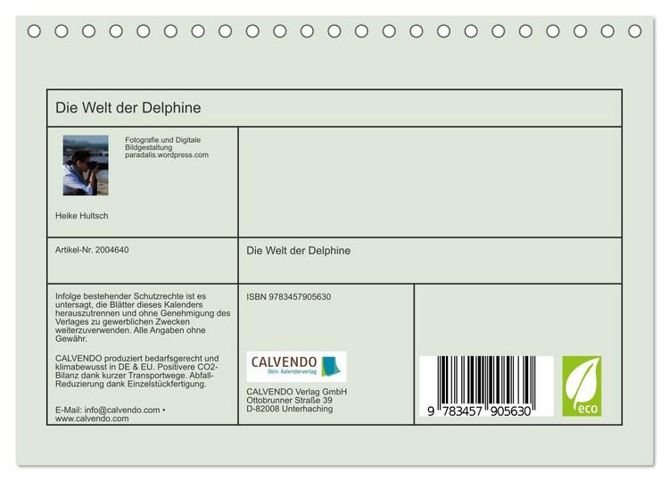 Produktbild: Die Welt der Delphine (Tischkalender 2026 DIN A5 quer), CALVENDO Monatskalender