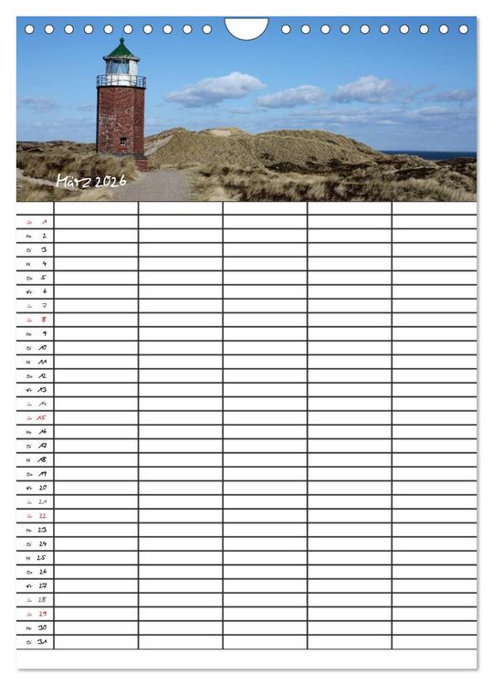 Produktbild: Familienplaner - Sylt (Wandkalender 2026 DIN A4 hoch), CALVENDO Monatskalender