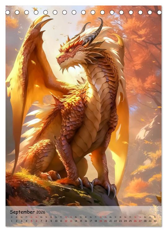Produktbild: Gefl&uuml;gelte H&uuml;ter - Erleben Sie die Magie der Drachen (Tischkalender 2026 DIN A5 hoch), CALVENDO Monatskalender