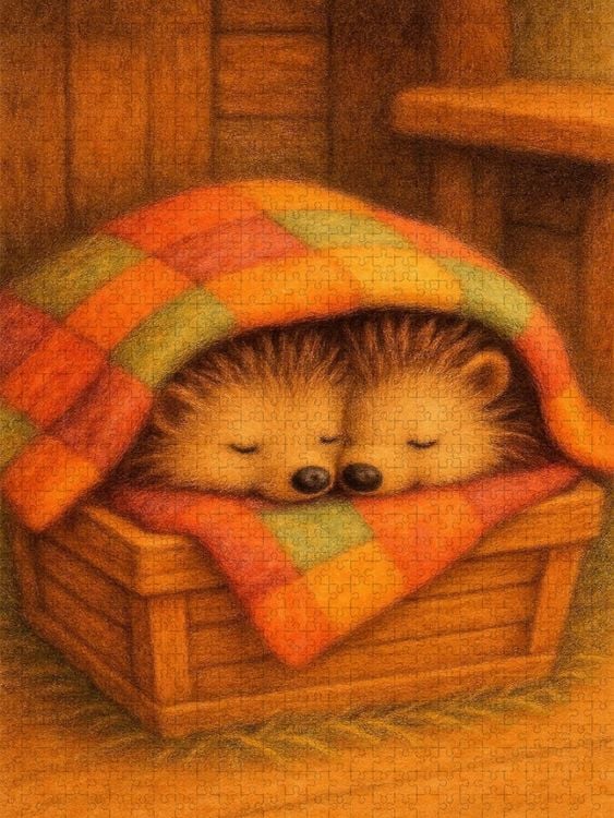 Produktbild: CALVENDO Puzzle Zwei Igel kuscheln unter einer Decke | 1000 Teile Lege-Gr&ouml;&szlig;e 64x48cm Foto-Puzzle f&uuml;r gl&uuml;ckliche Stunden