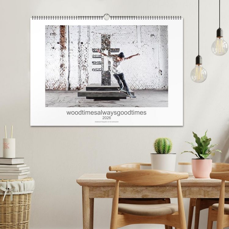 Produktbild: woodtimesalwaysgoodtimes - skateboard fotografie von tim korbmacher (Wandkalender 2026 DIN A2 quer), CALVENDO Monatskalender