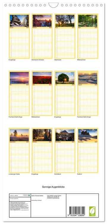 Produktbild: Familienplaner 2027 - Sonnige Augenblicke mit 5 Spalten (Wandkalender, 21 x 45 cm) CALVENDO