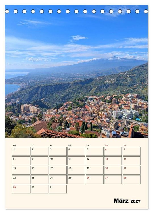 Produktbild: Taormina - &Auml;tna, Meer und antike Steine (Tischkalender 2027 DIN A5 hoch), CALVENDO Monatskalender
