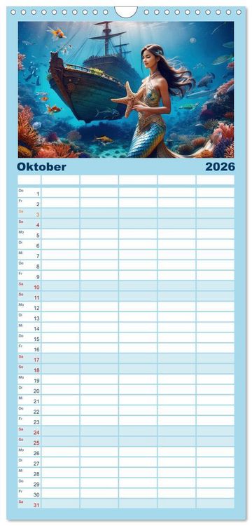 Produktbild: Familienplaner 2026 - Meerjungfrauen in mystischen Unterwasserwelten mit 5 Spalten (Wandkalender, 21 x 45 cm) CALVENDO