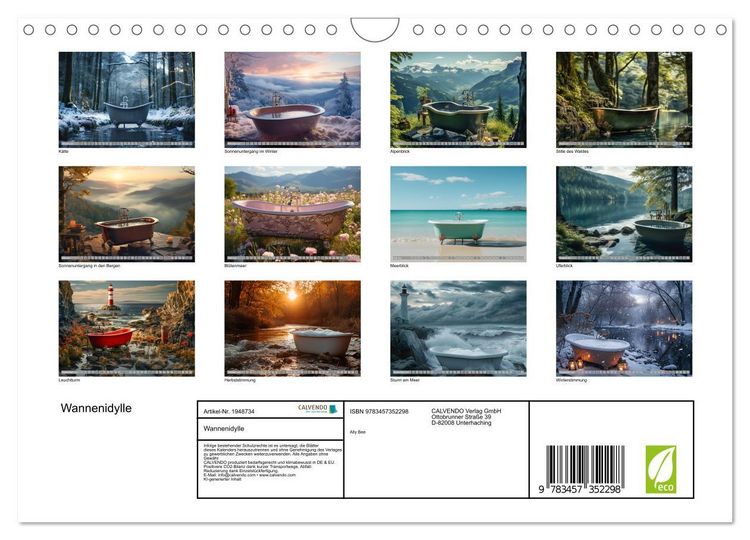 Produktbild: Wannenidylle (Wandkalender 2026 DIN A4 quer), CALVENDO Monatskalender