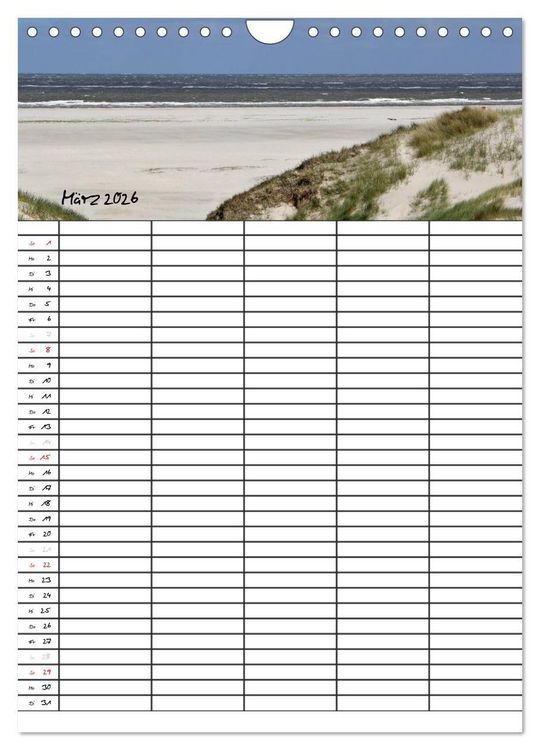 Produktbild: Urlaubsparadies Amrum / Familienplaner (Wandkalender 2026 DIN A4 hoch), CALVENDO Monatskalender