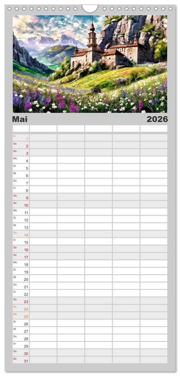 Produktbild: Familienplaner 2026 - Landschaften im Jahreskreis mit 5 Spalten (Wandkalender, 21 x 45 cm) CALVENDO