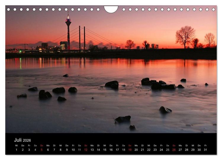 Produktbild: D&uuml;sseldorf Abendstimmungen und Nachtansichten (Wandkalender 2026 DIN A4 quer), CALVENDO Monatskalender