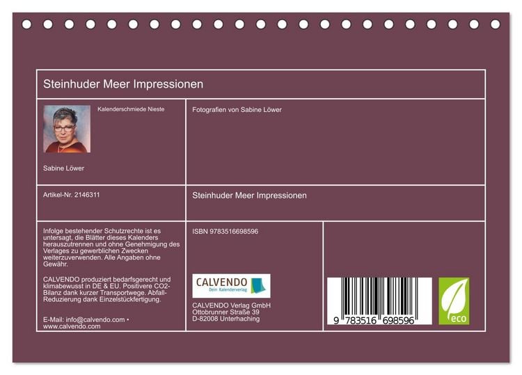 Produktbild: Steinhuder Meer Impressionen (Tischkalender 2026 DIN A5 quer), CALVENDO Monatskalender