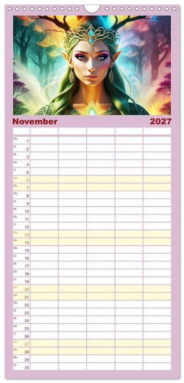 Produktbild: Familienplaner 2027 - Elfen Zauberhafte Fantasiewesen mit 5 Spalten (Wandkalender, 21 x 45 cm) CALVENDO
