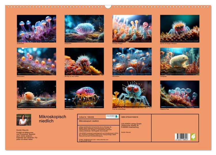 Produktbild: Mikroskopisch niedlich (Wandkalender 2026 DIN A2 quer), CALVENDO Monatskalender