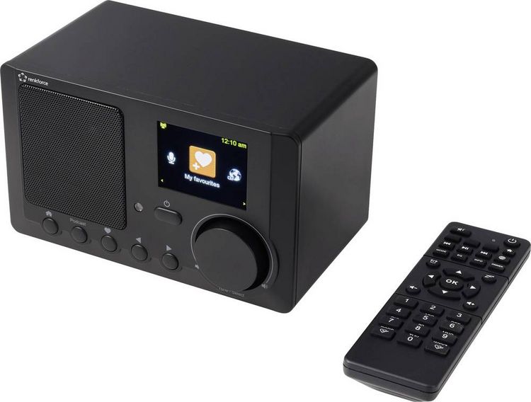 Produktbild: Renkforce RF-IR-MONO2 Internet Tischradio Internet Bluetooth&reg;, Internetradio, DLNA Inkl. Fernbedienung, DLNA-f&auml;hig, Weckfunktion Black