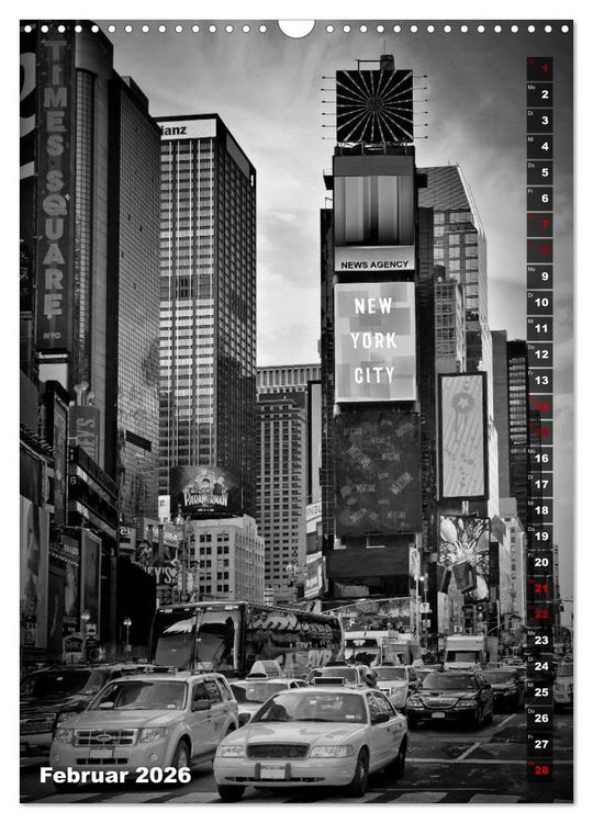 Produktbild: NEW YORK CITY Monochrome Stadtansichten (Wandkalender 2026 DIN A3 hoch), CALVENDO Monatskalender