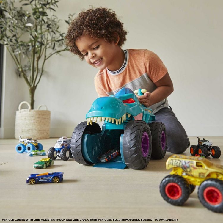 Produktbild: Hot Wheels Monster Trucks autofressender Mega-Wrex, inkl. 1 Spielzeugauto