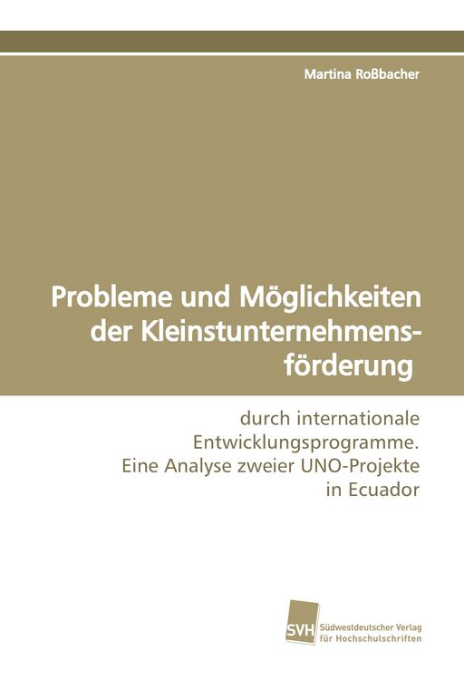 Produktbild: Probleme und M&ouml;glichkeiten der Kleinstunternehmensf&ouml;rderung