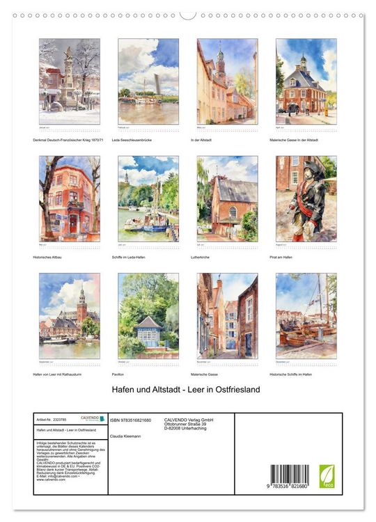 Produktbild: Hafen und Altstadt - Leer in Ostfriesland (hochwertiger Premium Wandkalender 2027 DIN A2 hoch), Kunstdruck in Hochglanz